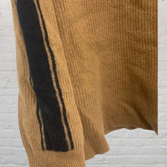 Victoria's Secret Cashmere Sweater Size M Striped Long Sleeve Camel VS Logo - Picture 13 of 16